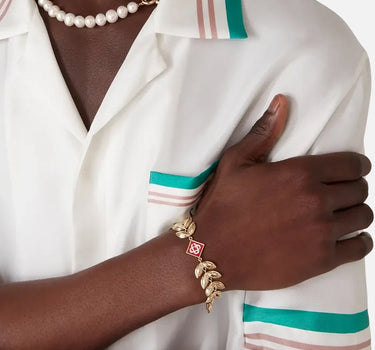 "Gold Laurel Leaf Bracelet" APF25JW254 01 CASABLANCA 
