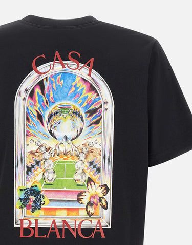 CASABLANCA T-shirt "Tennis landscape" BLACK Uomo 