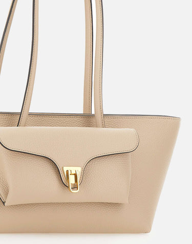 COCCINELLE Borsa a spalla "Double Beat Medium" BEIGE Donna 
