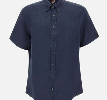 COLMAR ORIGINALS Camicia a maniche corte in lino BLUE Uomo 