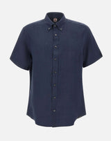 COLMAR ORIGINALS Camicia a maniche corte in lino BLUE Uomo 