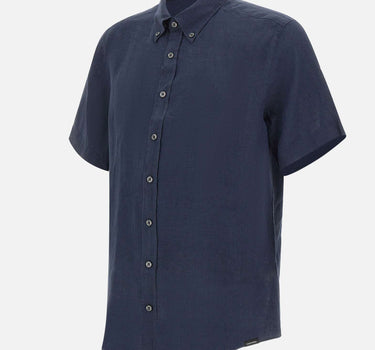 COLMAR ORIGINALS Camicia a maniche corte in lino BLUE Uomo 