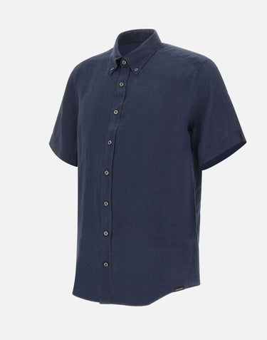 COLMAR ORIGINALS Camicia a maniche corte in lino BLUE Uomo 