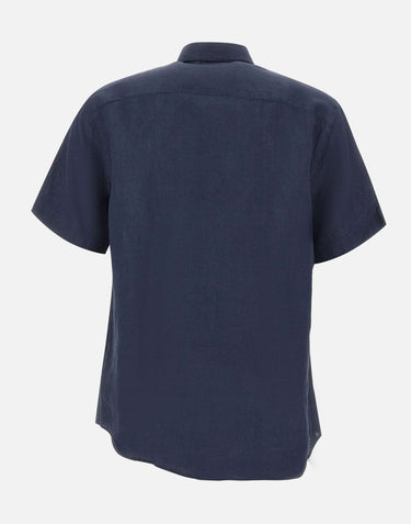 COLMAR ORIGINALS Camicia a maniche corte in lino BLUE Uomo 