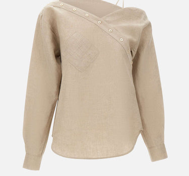 Blusa in lino asimmetrica COPCH52F2060 BEI COPERNI 