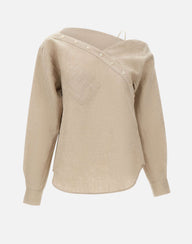 Blusa in lino asimmetrica COPCH52F2060 BEI COPERNI 