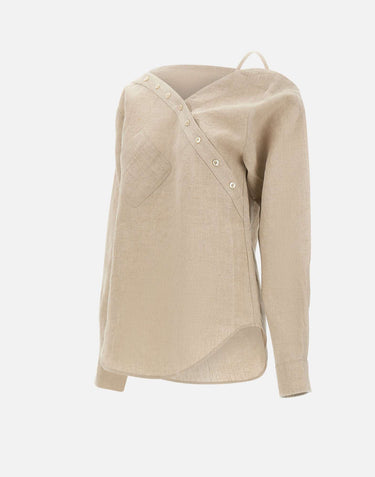Blusa in lino asimmetrica COPCH52F2060 BEI COPERNI 