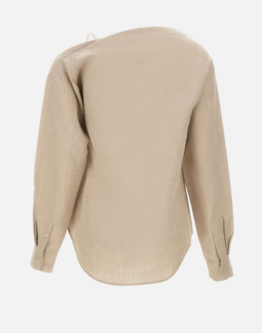 Blusa in lino asimmetrica COPCH52F2060 BEI COPERNI 