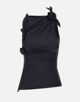 Top asimmetrico con fiore COPT76545 BLK COPERNI 