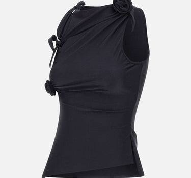Top asimmetrico con fiore COPT76545 BLK COPERNI 