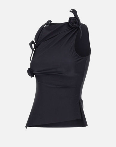 Top asimmetrico con fiore COPT76545 BLK COPERNI 
