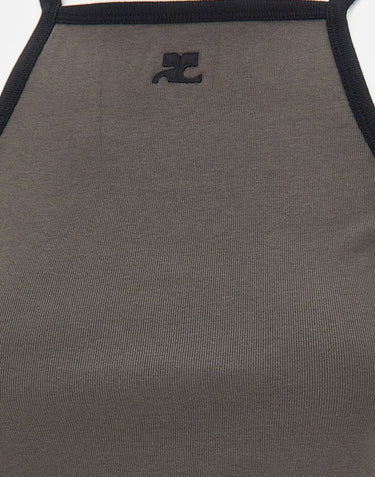 "Contrast Tank Top" 126JDE149JS0203 CARBLACK COURREGES 