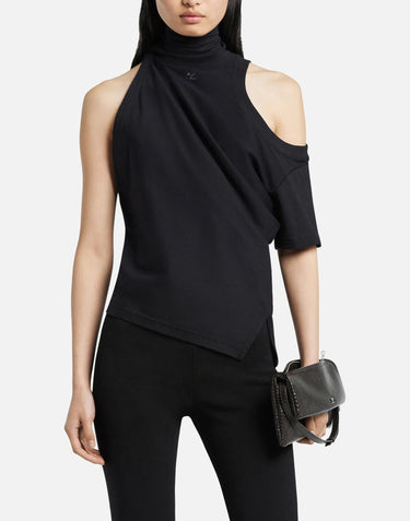 "Twisted jersey t-shirt" 425JTS231JS0233 BLACK COURREGES 