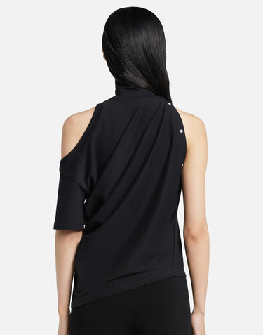 "Twisted jersey t-shirt" 425JTS231JS0233 BLACK COURREGES 