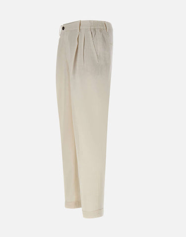 Pantaloni in misto lino e cotone DVR57CLI1002 0106 DEVORE 