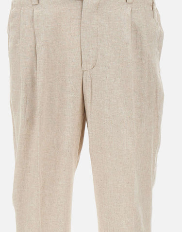 Pantaloni in misto lino e cotone DVR57CLI1002 0518 DEVORE 