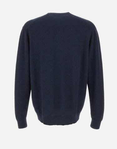 DIKTAT Maglia in cotone con lavorazione a rombi BLUE Uomo 