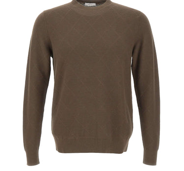 DIKTAT Maglia in cotone con lavorazione a rombi BROWN Uomo 