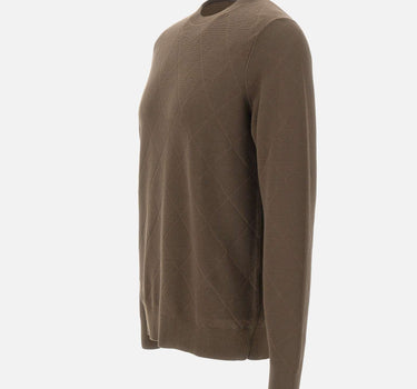 DIKTAT Maglia in cotone con lavorazione a rombi BROWN Uomo 