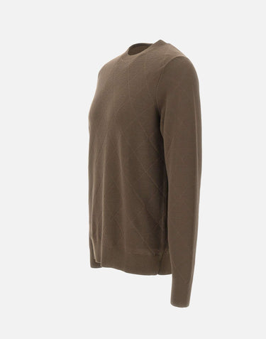 DIKTAT Maglia in cotone con lavorazione a rombi BROWN Uomo 