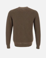DIKTAT Maglia in cotone con lavorazione a rombi BROWN Uomo 