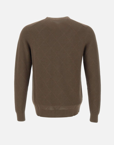 DIKTAT Maglia in cotone con lavorazione a rombi BROWN Uomo 