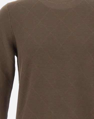 DIKTAT Maglia in cotone con lavorazione a rombi BROWN Uomo 
