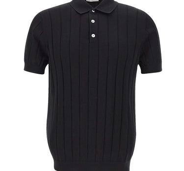 DIKTAT Polo in cotone a coste larghe BLACK Uomo 