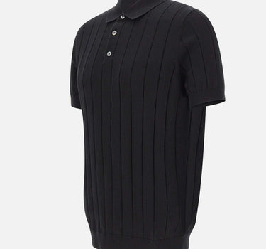 DIKTAT Polo in cotone a coste larghe BLACK Uomo 