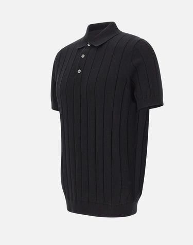 DIKTAT Polo in cotone a coste larghe BLACK Uomo 