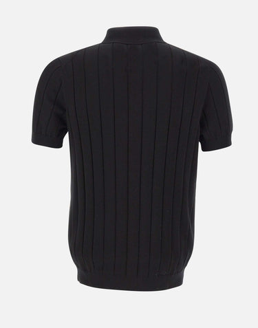 DIKTAT Polo in cotone a coste larghe BLACK Uomo 