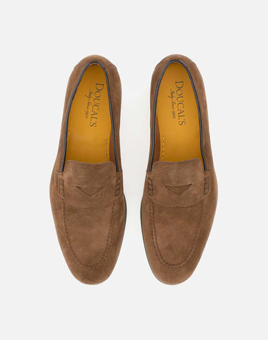 DOUCAL'S Mocassini Penny in pelle scamosciata BROWN Uomo 