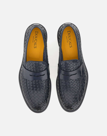 DOUCAL'S Mocassini in pelle intrecciata BLUE Uomo 