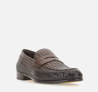 DOUCAL'S Mocassini in pelle intrecciata BROWN Uomo 