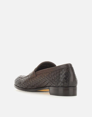 DOUCAL'S Mocassini in pelle intrecciata BROWN Uomo 