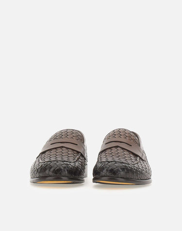 DOUCAL'S Mocassini in pelle intrecciata BROWN Uomo 