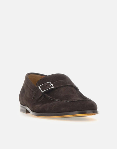 DOUCAL'S Mocassini in pelle scamosciata con fibbia BROWN Uomo 