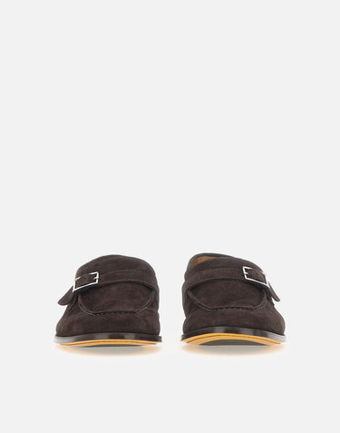 DOUCAL'S Mocassini in pelle scamosciata con fibbia BROWN Uomo 