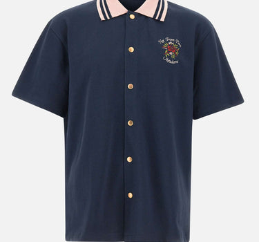DROLE DE MONSIEUR "Chemise Piquée Slogan Rose" BLUE Uomo 