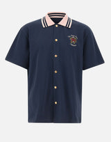 DROLE DE MONSIEUR "Chemise Piquée Slogan Rose" BLUE Uomo 