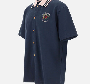 DROLE DE MONSIEUR "Chemise Piquée Slogan Rose" BLUE Uomo 