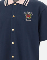 DROLE DE MONSIEUR "Chemise Piquée Slogan Rose" BLUE Uomo 