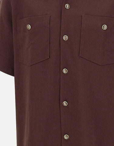 DROLE DE MONSIEUR Camicia in viscosa con tasche BROWN Uomo 