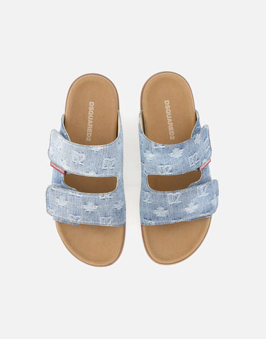 DSQUARED2 Ciabatte "D2 Monogram" Light Blue Uomo 