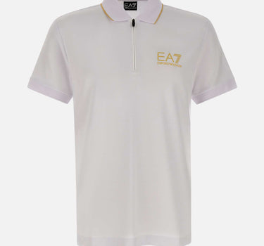 EA7 Polo "Gold Label" in misto viscosa WHITE Uomo 