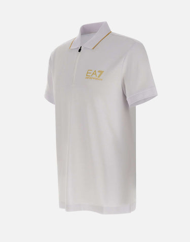 EA7 Polo "Gold Label" in misto viscosa WHITE Uomo 