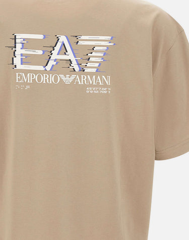 EA7 T-shirt "Visibility" in jersey di cotone BEIGE Uomo 