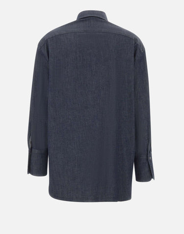ELENA MIRO' Camicia in cotone effetto denim BLUE Donna 