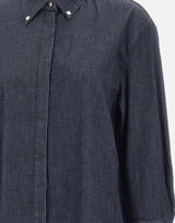 ELENA MIRO' Camicia in cotone effetto denim BLUE Donna 