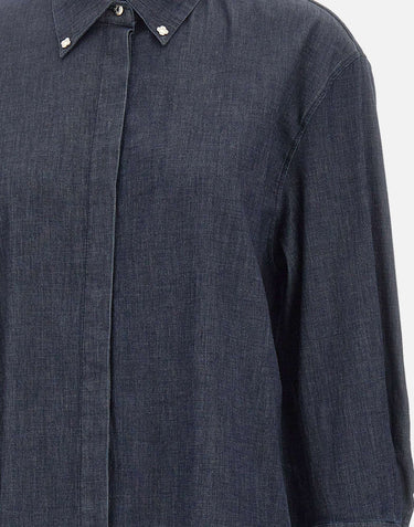 ELENA MIRO' Camicia in cotone effetto denim BLUE Donna 